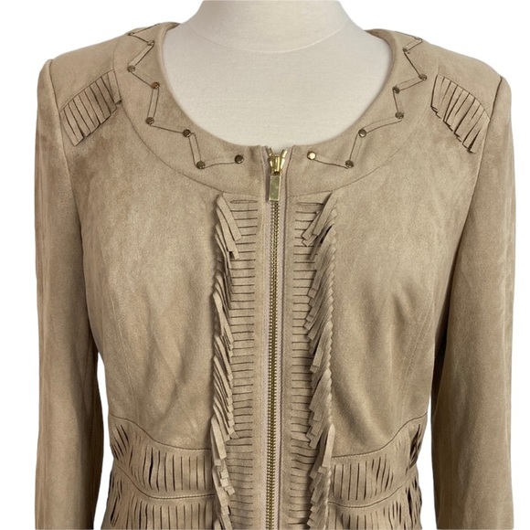Cache Tan Faux Suede Fringed Jacket - Picture 2 of 15